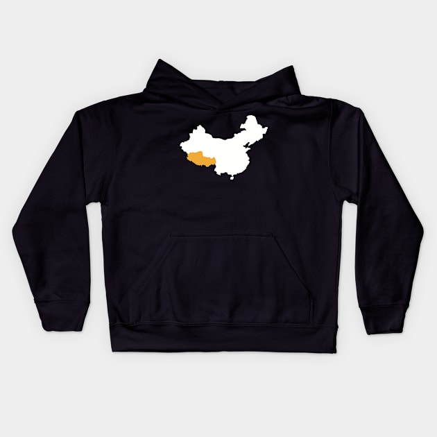 Tibet China map Kids Hoodie by Designzz